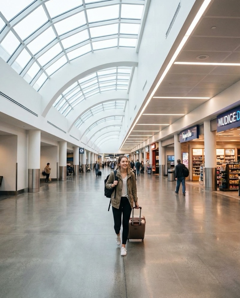 Beispielergebnis: Flughafenkorridor-Spaziergang (Ganzkörper)