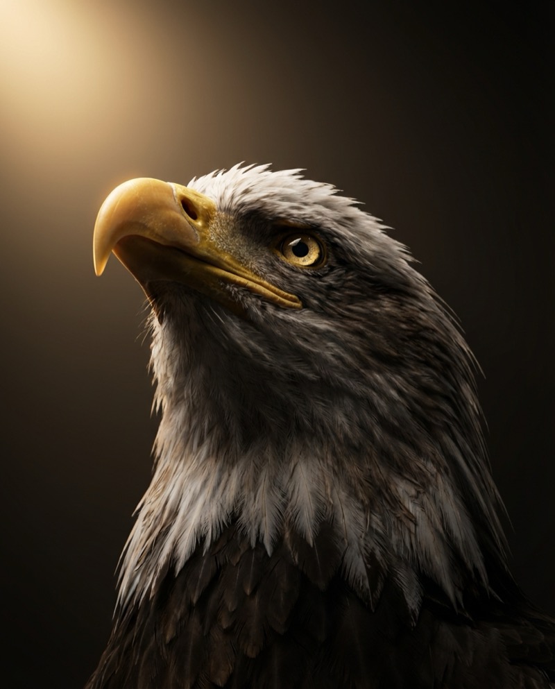 Beispielergebnis: Majestic Bald Eagle 3D Render Prompt