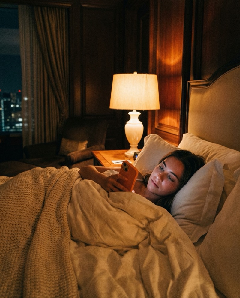 Influencer Candid Bedtime Selfie