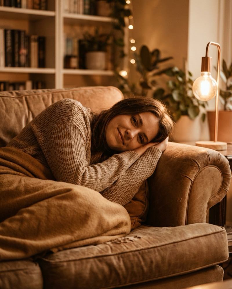 Cozy Couch Lamp (Nahaufnahme, warmes Wolfram)