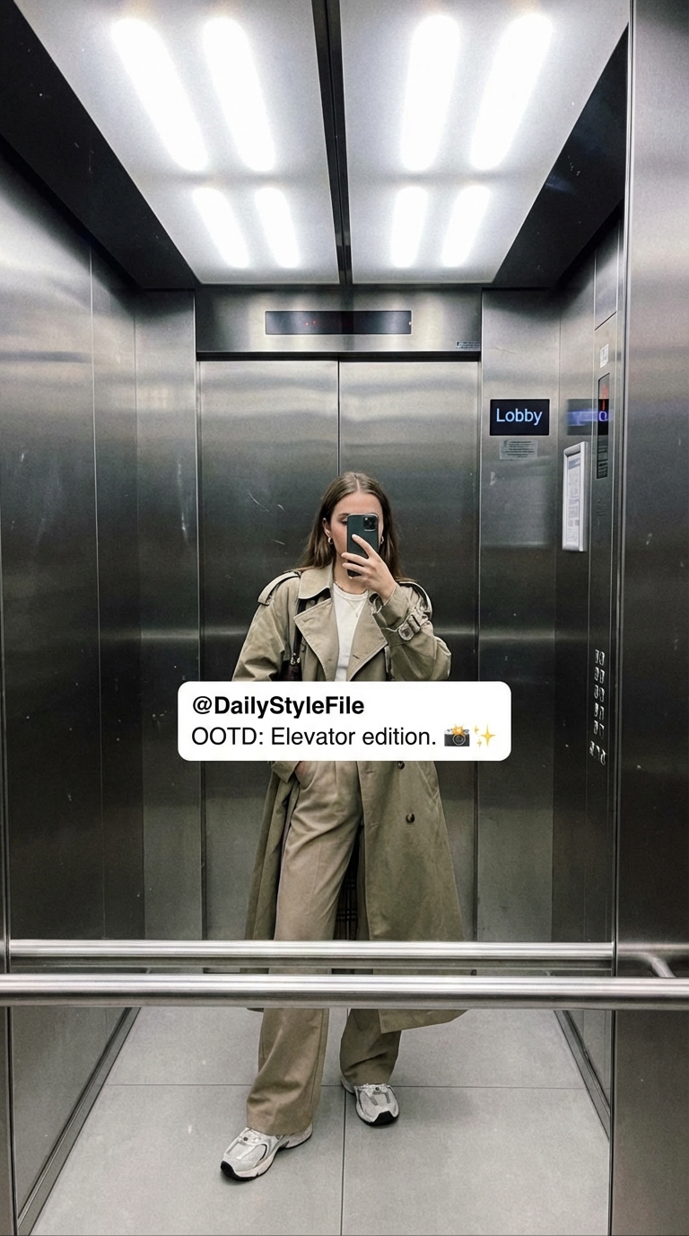 Aufzugsspiegel OOTD (Ganzkörper)