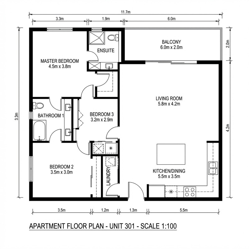 Beispielergebnis: 3D to 2D Floor Plan Converter