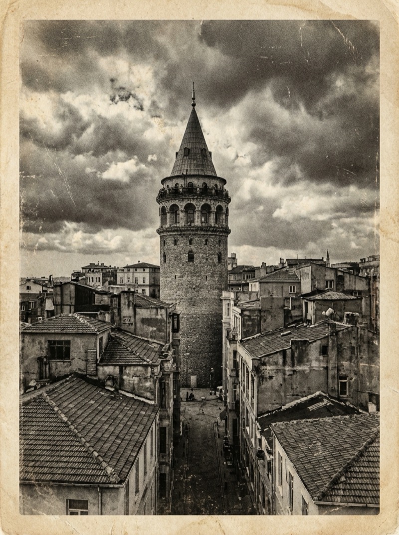 Beispielergebnis: Vintage Black And White Photograph Of Galata Tow