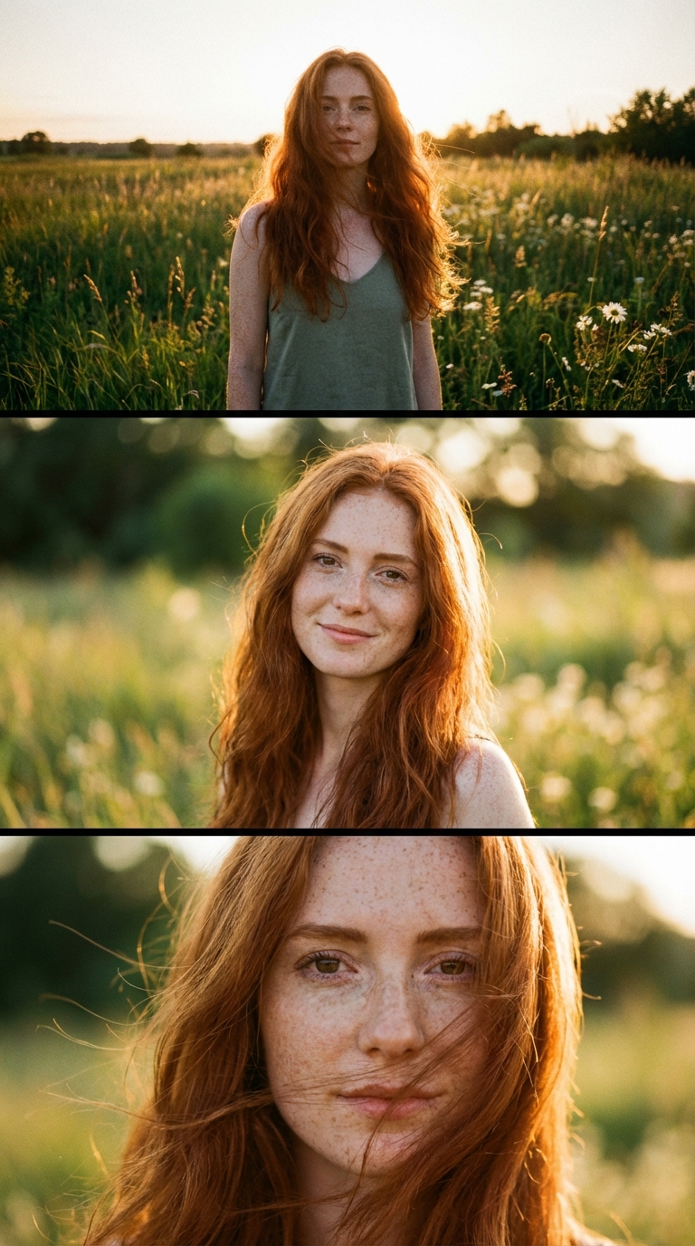 Beispielergebnis: Filmisches Fotografie-Triptychon: Ruhiges Wiesenporträt