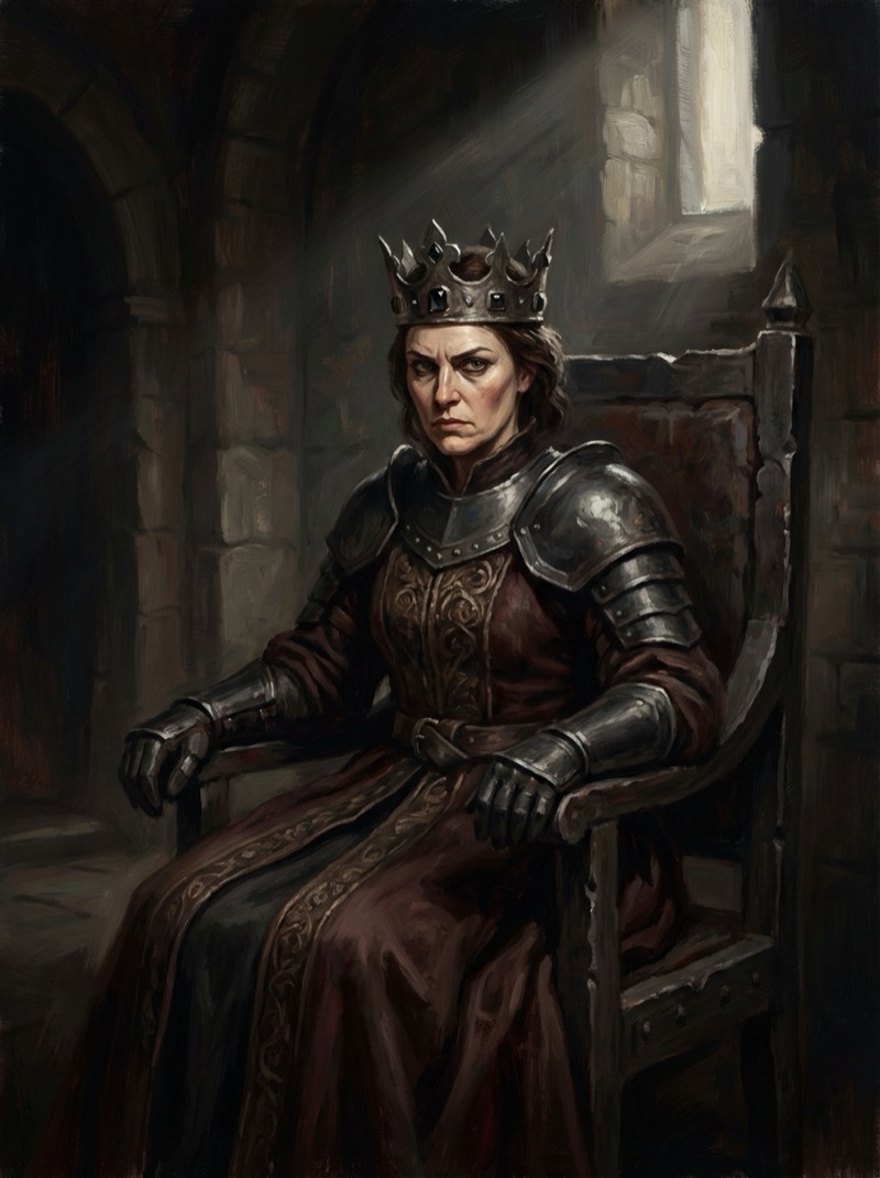 Beispielergebnis: Fierce Medieval Queen on Iron Throne Portrait