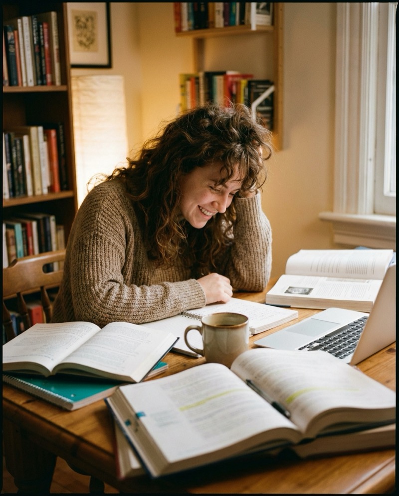 Beispielergebnis: Messy Desk Study Moment - University Student