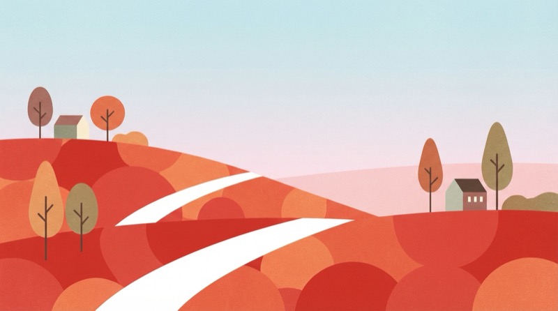 Beispielergebnis: Minimalistische Landschaftsillustration von Ryo Takemasa