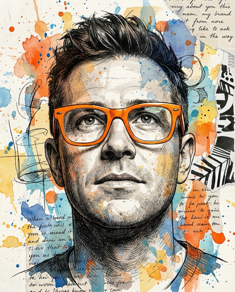 Beispielergebnis: Mixed Media Portrait Illustration