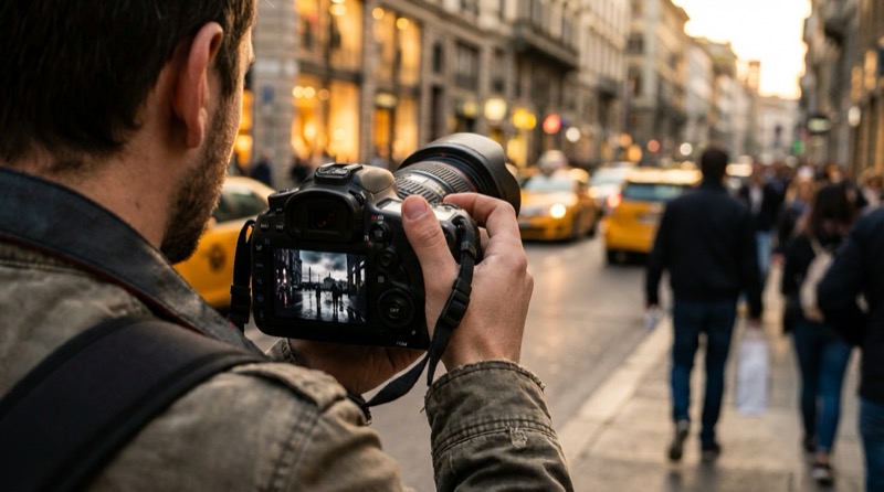Beispielergebnis: Eingabeaufforderung für filmische Straßenfotografie
