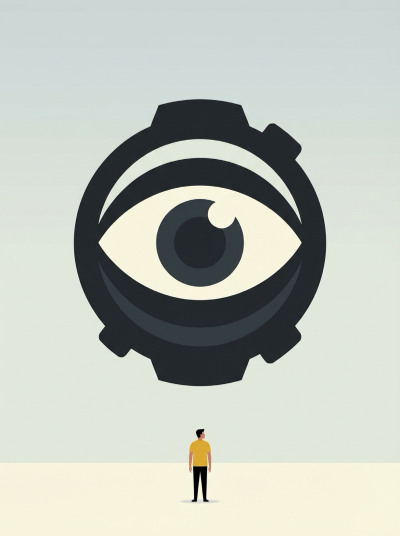 Beispielergebnis: Minimalist Surveillance Illustration Prompt