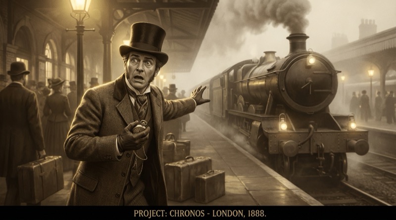 Beispielergebnis: Stranded in Time: The Victorian Traveler’s Panic